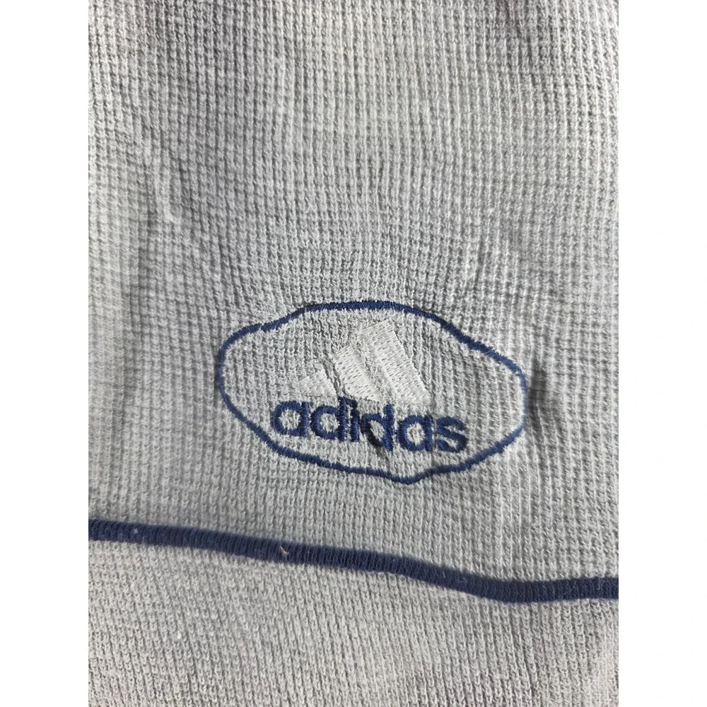 Adidas Mens Vintage Grey Waffle Knit Quarter Zip Pullover Long Sleeve Shirt L